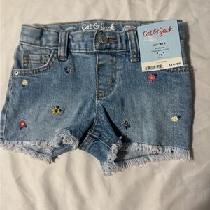 Cat & Jack Denim Shorts with Colorful Floral Embroidery